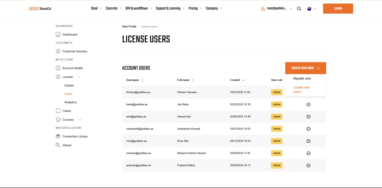 User Creation in License Pool screenshot